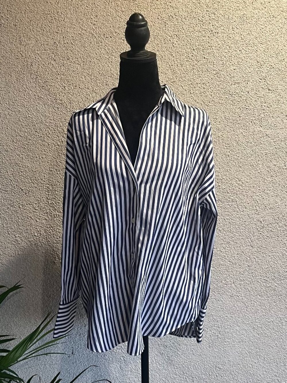 Blue striped button down shirt